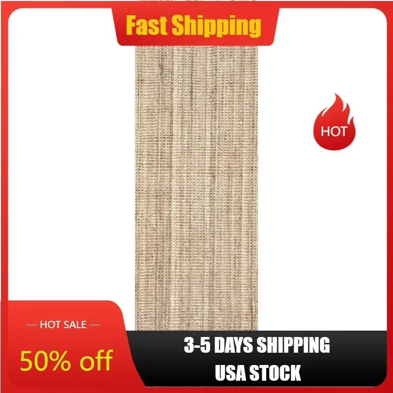

Jute Area Rugs Hand Woven Chunky Loop Jute 2' 6" x 10' Runner Area Rug, Natural Area Rugs