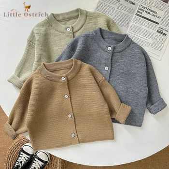 Newborn Baby Girl Boy Soft Knitted Sweater Coat Infant Toddler Child Solid Long Sleeve Cardigan Autumn Winter Baby Clothes 0-3Y 1
