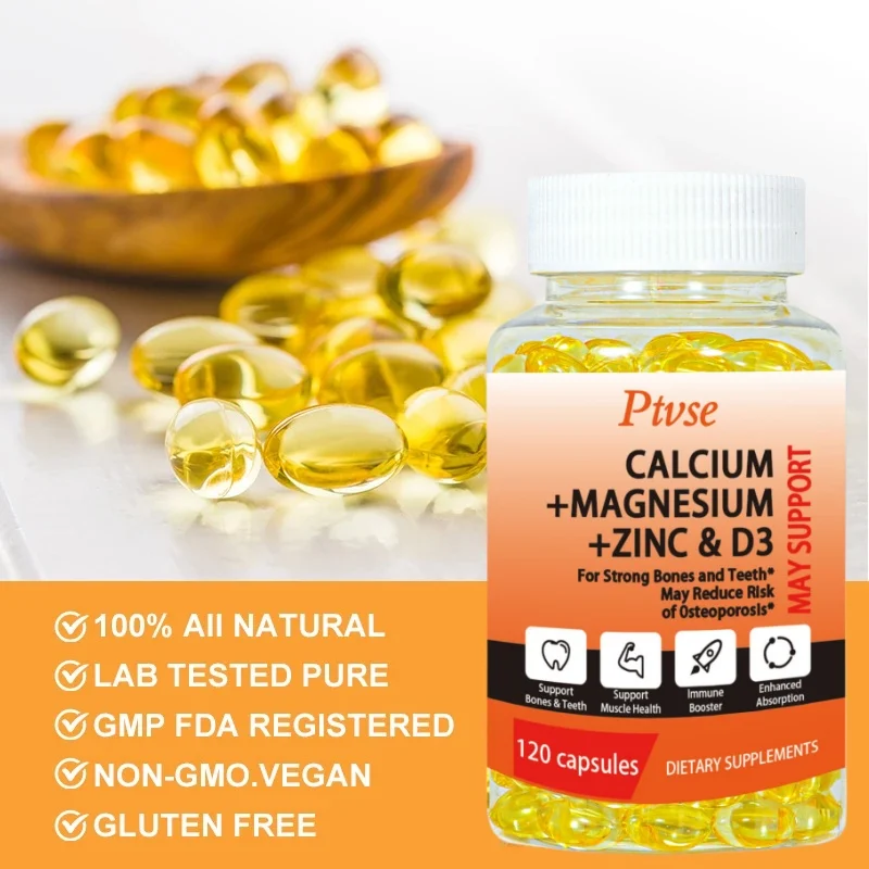 

Calcium Magnesium Zinc Capsule Vitamin D3 for Strong Bones Teeth Heart Nerve Increase Immune System Function Supplement