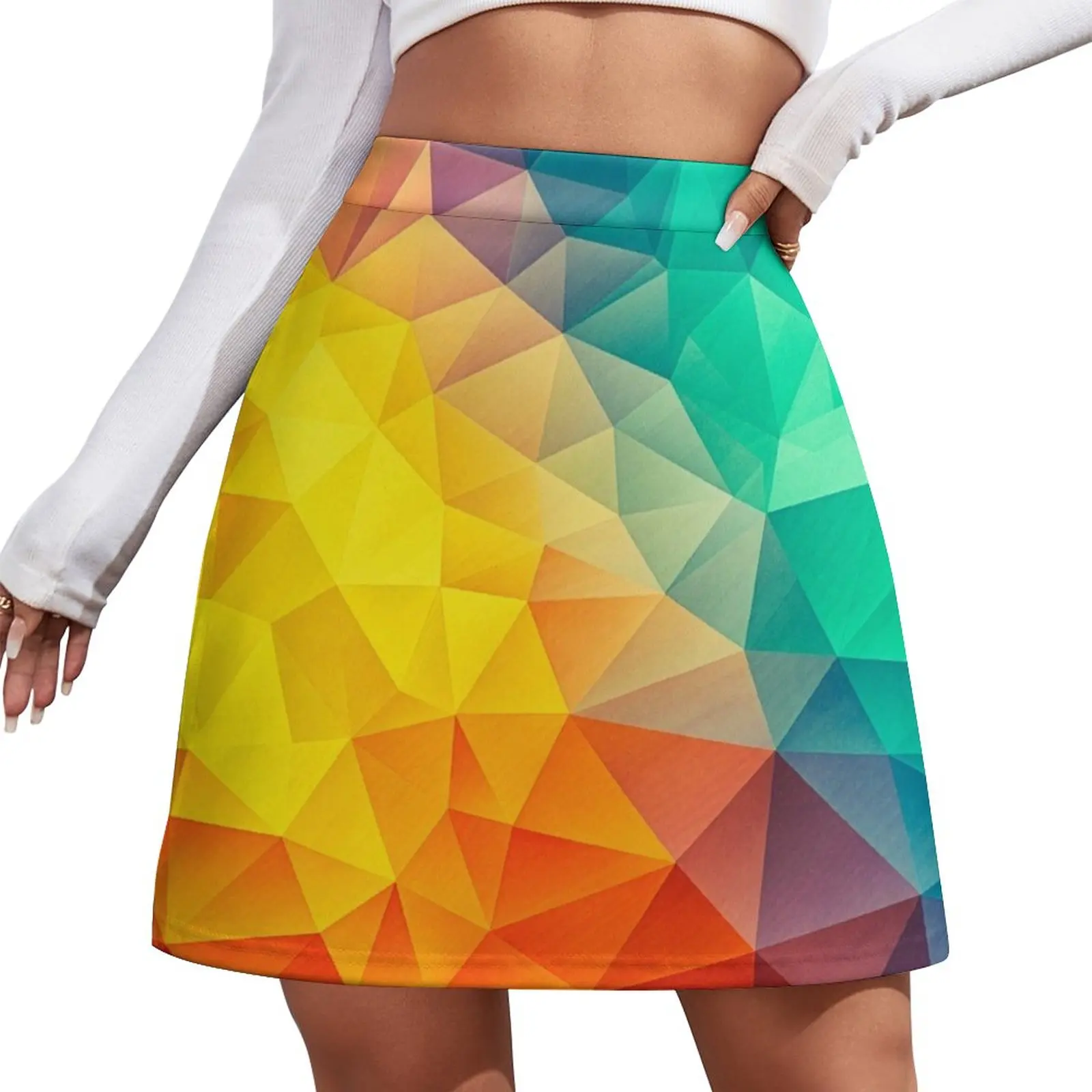 Abstract Multi Color Cubizm Painting Mini Skirt luxury women skirts kpop painting floral monowire bikini top l multi a