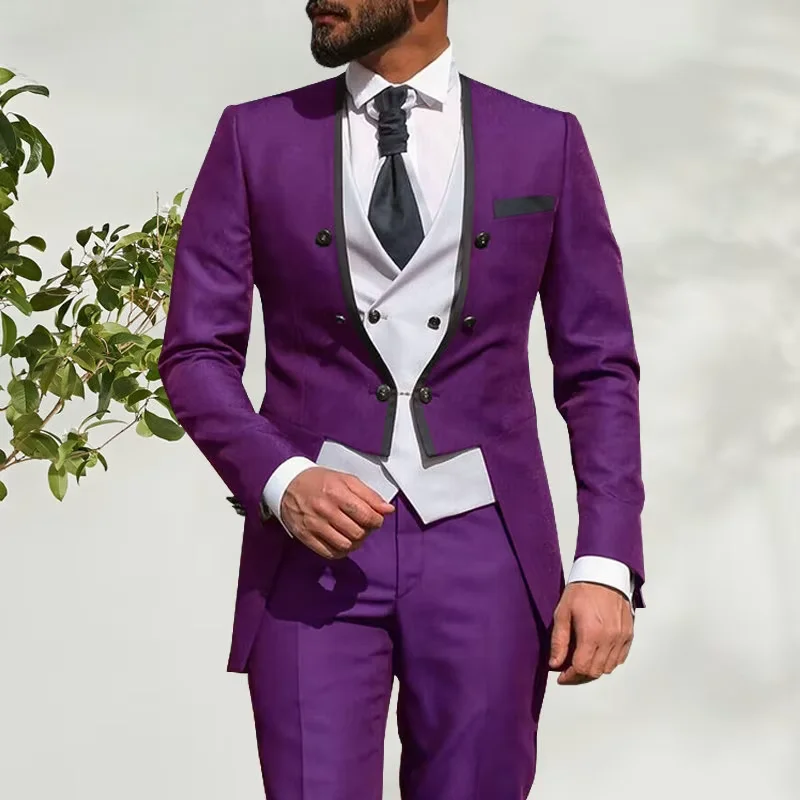 2025 Men's Slim Fit 3 Piece Suit Single Breasted Blazer For Men Hot sell formal design cheap Suit for Men