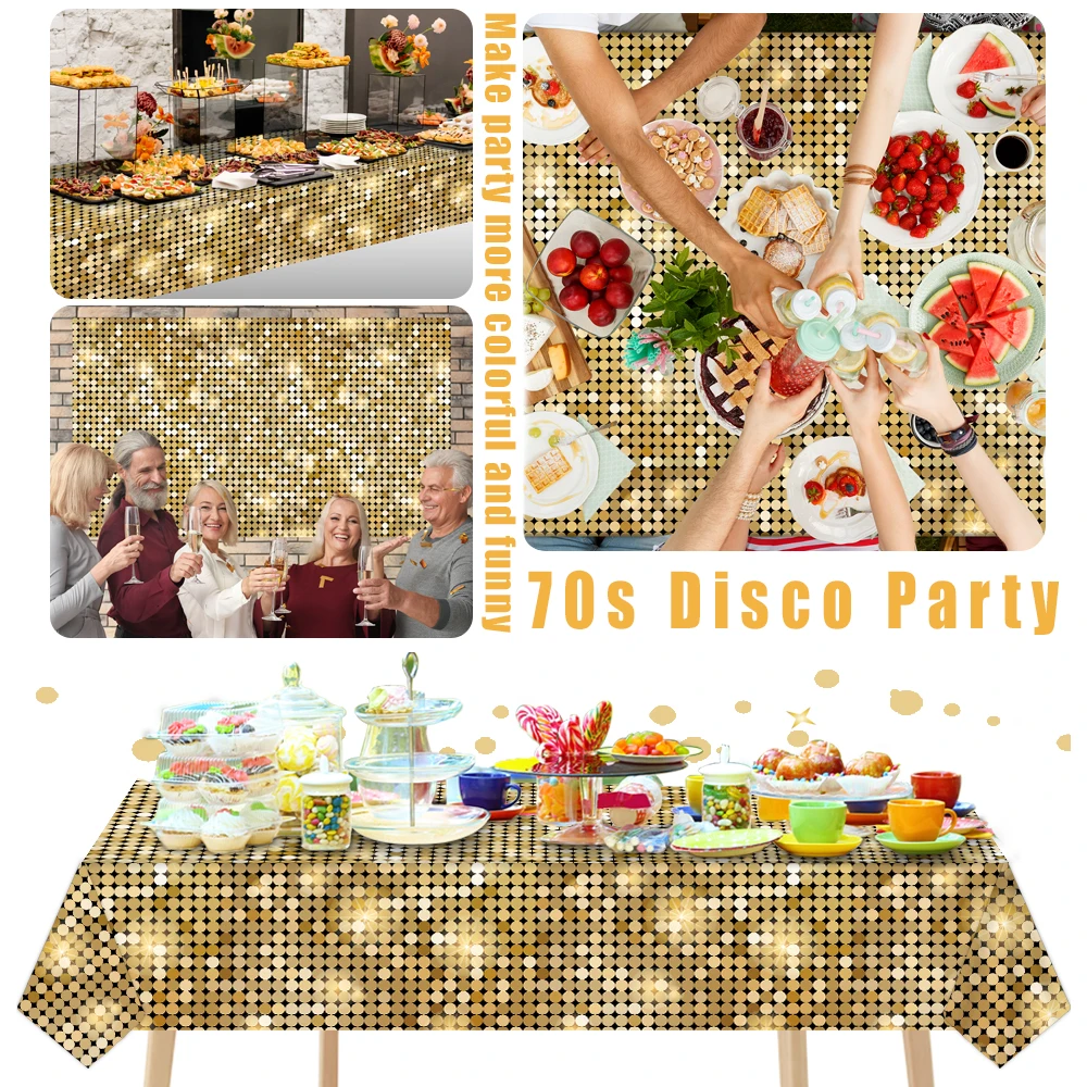 Disco-Party-Dekorationen, Spiegelkugel, hängende Anhänger, Kuchendekoration, Kunststoff-Tischdecke für 70er, 80er, 90er-Jahre, Geburtstagsfeier, Hochzeitsgeschenke – Detail 16