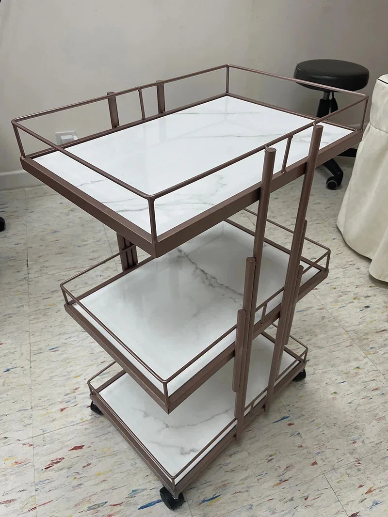 Description Picture 5 of itemLuxury Iron Salon Trolleys Salon Furniture Manicure Mobile Tools Trolley Modern Commercial Multi-layer Storage Beauty Cart