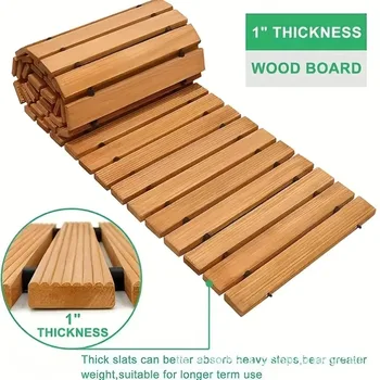 8 Ft Weather Resistant Wooden Garden Pathway for Wedding Party Patio Decorative Roll Out Pavers Suitable for Backyard Outside 1