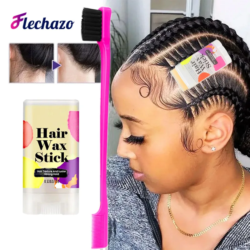 Hair Wax Stick Hair Styling Stick With Edges Brush Kit Pomade And Brush Tames Baby Hairs Fly Aways Slick Back