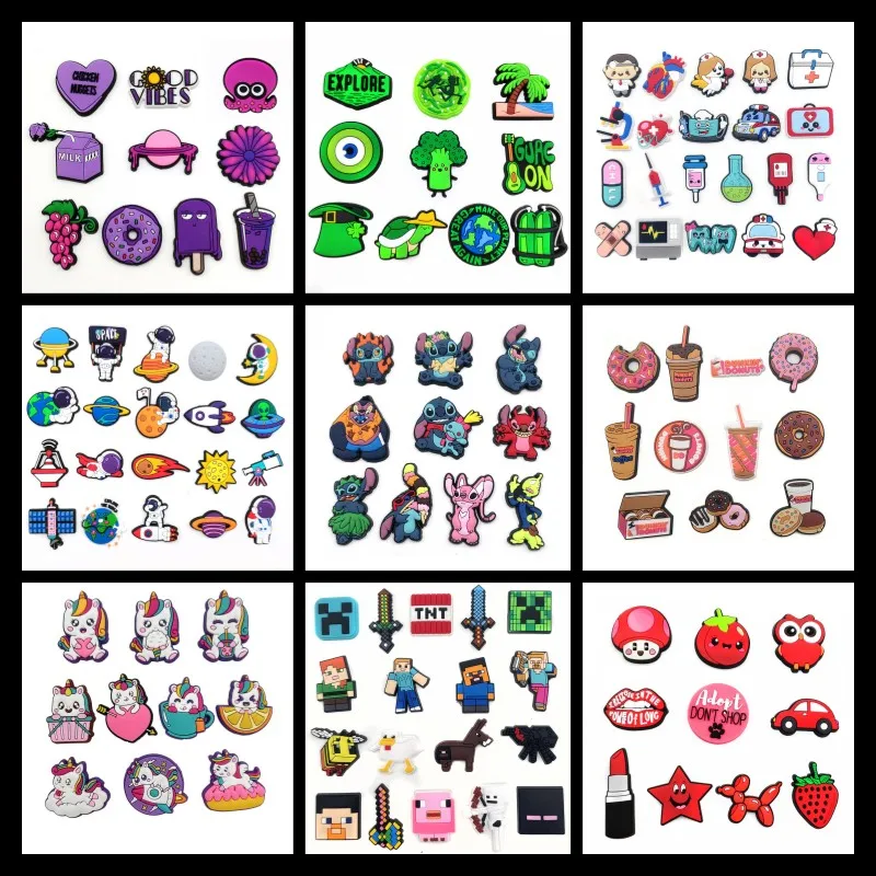 만화 시리즈 악어 참, DIY 악어 액세서리, 어린이 선물, PVC 액세서리, Jibbitz, 인기 판매, 9 세트