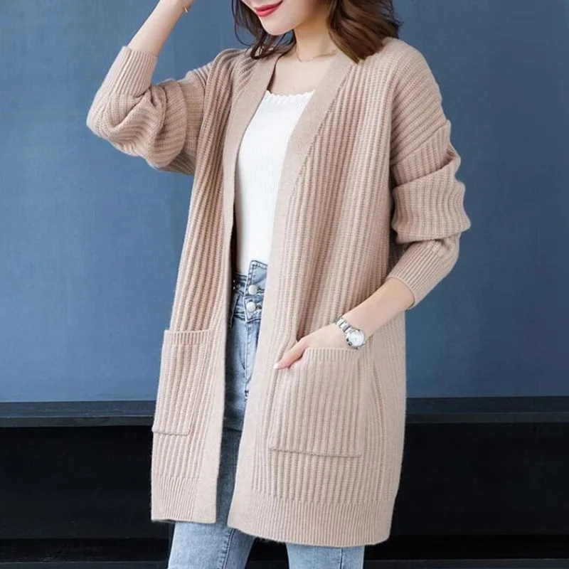 

2023 Autumn Winter Women Knitted Loose Cardigan Sweater Female Cardigans Long Sleeve Women Casual Coat Jacket Ladies Outerwear