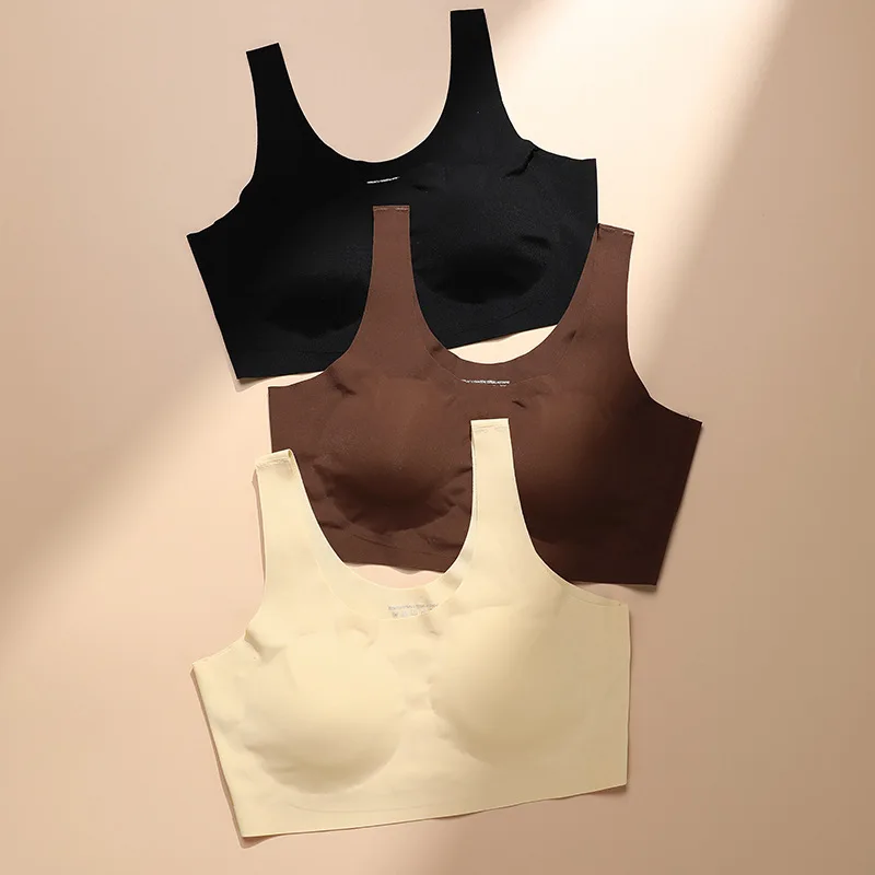 Women Wireless Bra Seamless Comfortable Sleep Brassiere Sexy Push Up Sport Underwear Solid Invisible Lingerie Gather Vest 2023