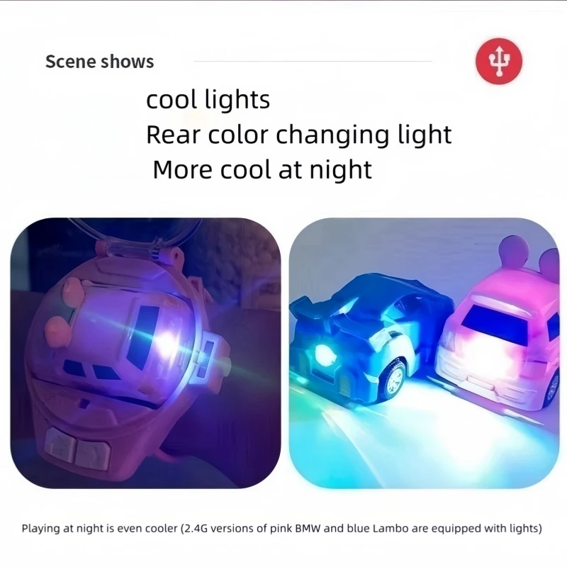 2.4G Kids Mini Watch Remote Control Car Toy Portable USB Charging Cartoon Remote Control Car Watch Toy Kids Birthday Gift 4