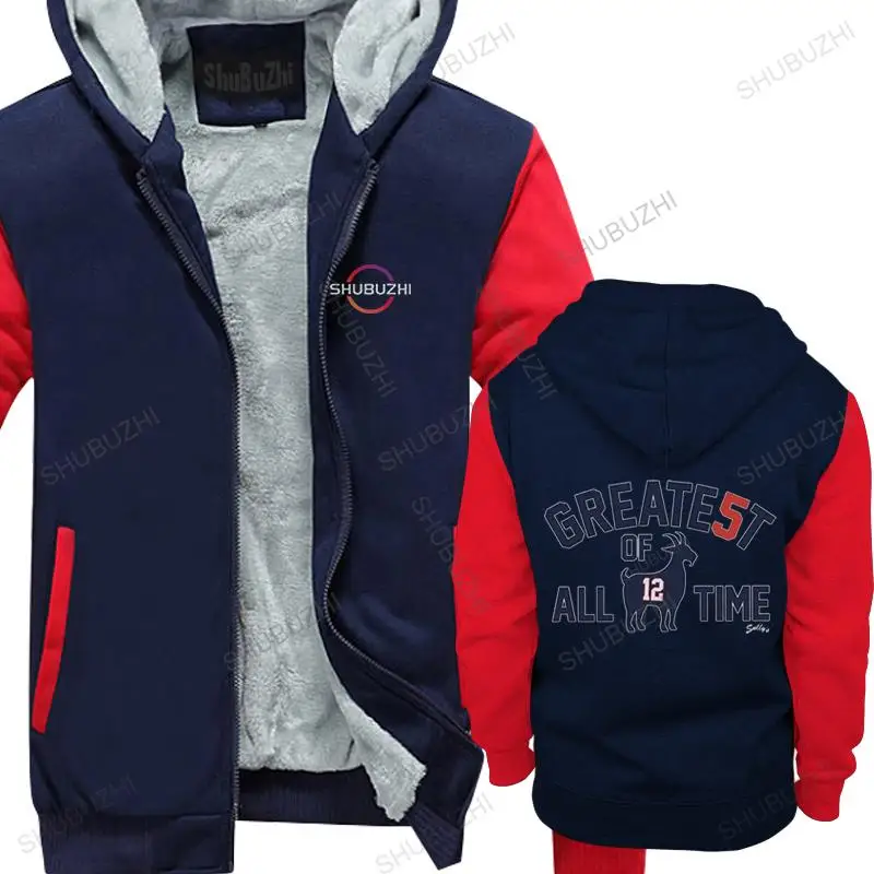 Homme Winter Fleece Hoody Zipper Patriots 5X Champions Tom Brady Goat Best Of Alltime Fleece Mens Xlarge Man Cappotto Con Cappuccio