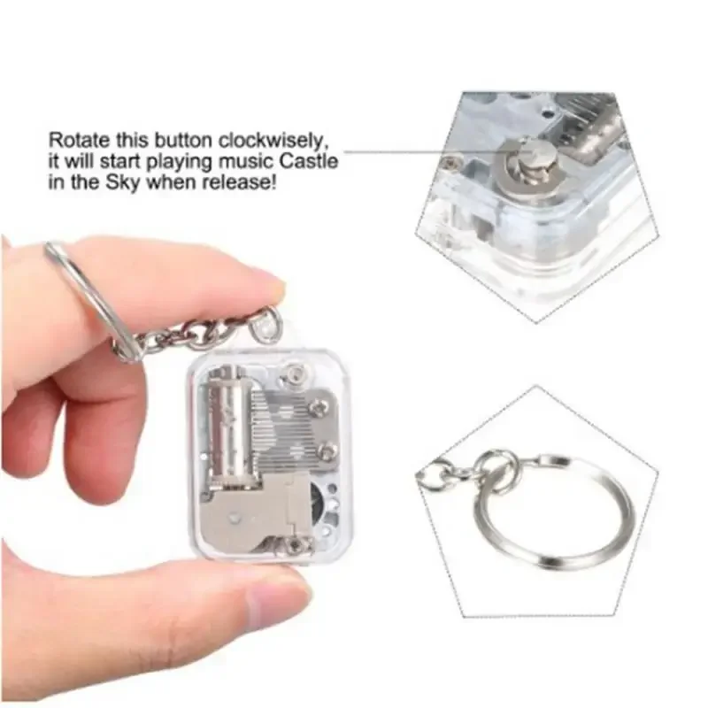 Kids Music Box Movement Keychain Handy Crank Musical Birthday Gifts Toy Musical Instrument Toy Melody Gifts caja