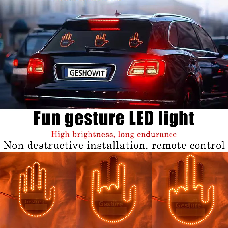 Funny Car Finger Light with Remote Control Multifunctional Warning Light  Anti Rear Collision Light Interactive Palm Light Panel - AliExpress