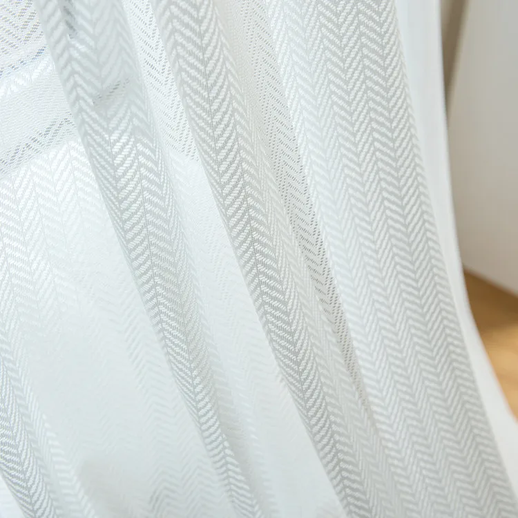 1PC Chenier Herringbone Pattern Cream Wind Bedroom Shading and Insulation Thick Window Screen Curtains for Living Room 4