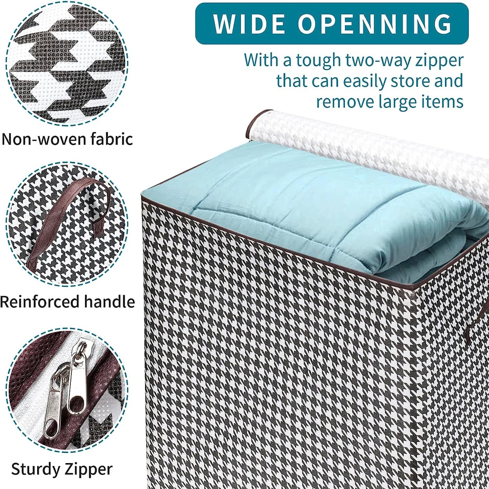 Folding Clothes Storage Bag Visible Portable Wardrobe Sorting Clothes Storage Box with Reinforced Handle for Bedding Quilt 4