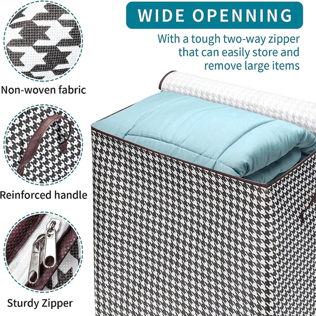 Folding Clothes Storage Bag | Visible Portable Wardrobe Sorting Clothes Storage Box with Reinforced Handle for Bedding Quilt 4