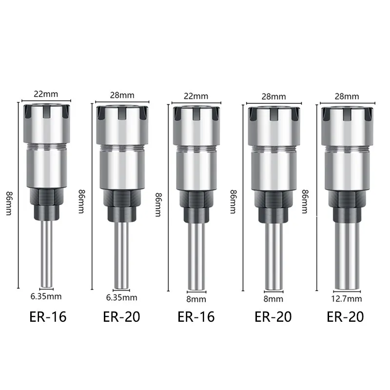 XCAN Collet Chuck Extension Rod for Wood Router Bit 1/4 1/2 8mm Shank with ER16 20 Spring Collet Chuck Milling Cutter Tool Holder spring collet tool holder collet chuck lathe tool holder spring collet chuck collet chuck holder lathe tool