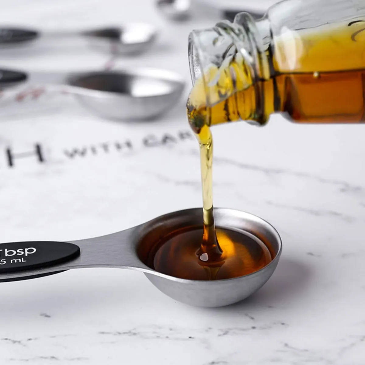 9Pcs Magnetic Measuring Spoon Set Stainless Steel Measuring Spoons Stackable Double-sided Teaspoons Metal Accurate Measuring