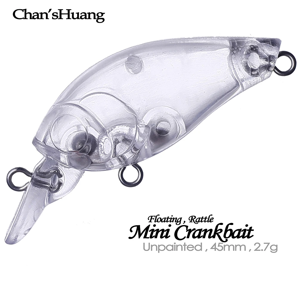 Chan’sHuang 50PCS Unpainted Blanks Bait 45mm 2.7g Floating Rattle Mini  Crankbait DIY Handmade Artificial Fishing Lure Tackle