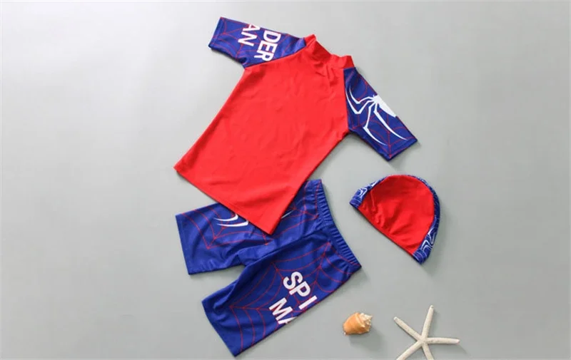 Boy Two Pieces Suit Swimwear 2-9 Year Children Short Sleeve Swimsuit Kid Cool Cartoon Beachwear Baby Bathing Suit 2