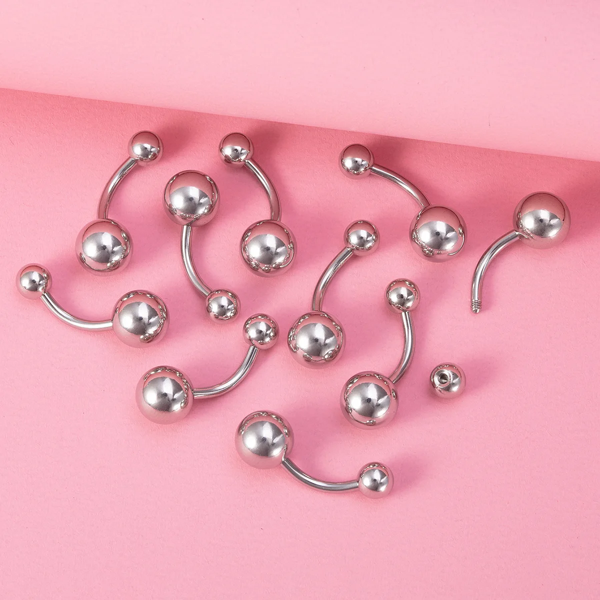 Bijoux Piercing Nombril OUFER 316L Acier Inoxydable - Barre Interne 10/12/14/16mm, 14G, Strass Rose | Pour Peau Sensible