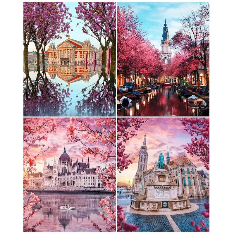 

GATYZTORY 5D DIY Diamond Painting Landscape Full Square Diamond Embroidery City Diamond Mosaic Handmade Gift Home Decor