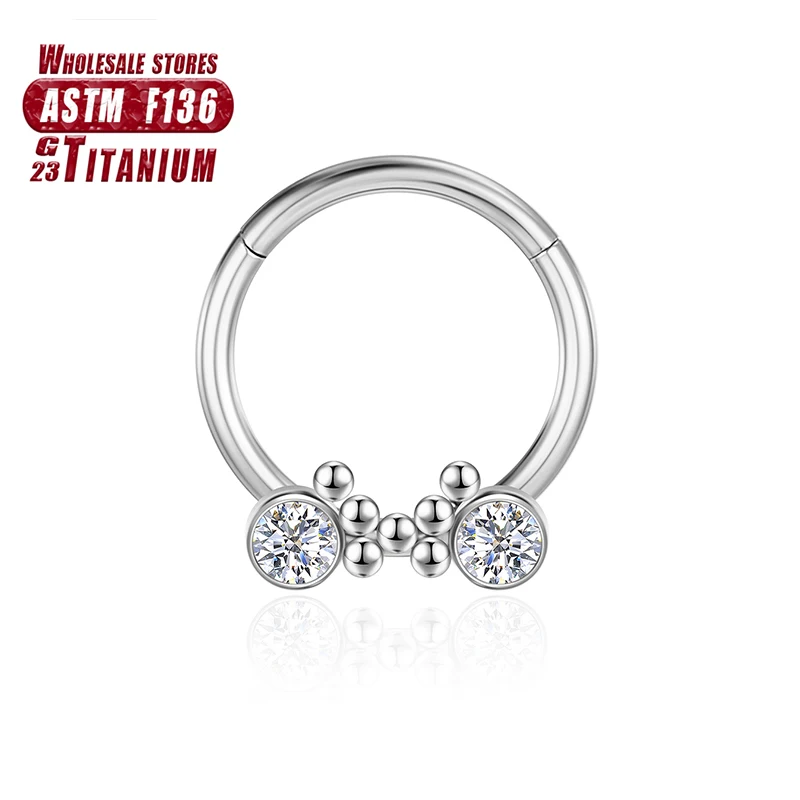 F136 Titan Septum Piercing Nasenringe Zirkon 16G Daith Ohrringe Knorpel Clicker Tragus Frauen und Männer Charmanter Körperschmuck – Detail 4