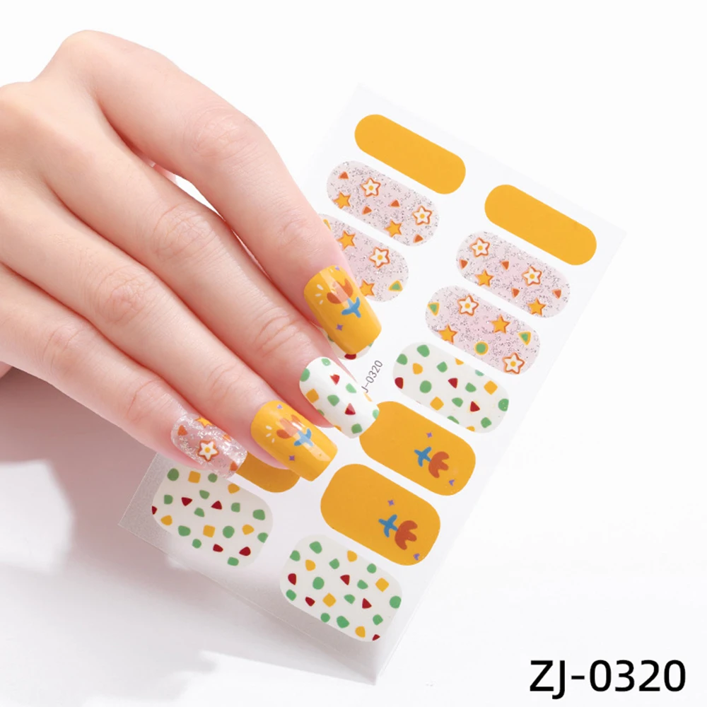 

14 наклеек для ногтей «сделай сам», женские наклейки с полным покрытием для ногтей Модные обертки для ногтей, инструмент для маникюра