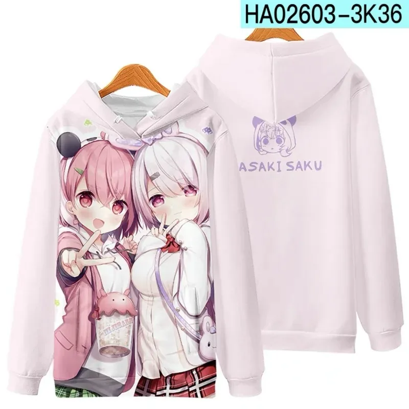 

Vtuber sasaki saku 3d printing man/woman autumn fashion japan harajuku hoodies sweatshirt long sleeves pollover