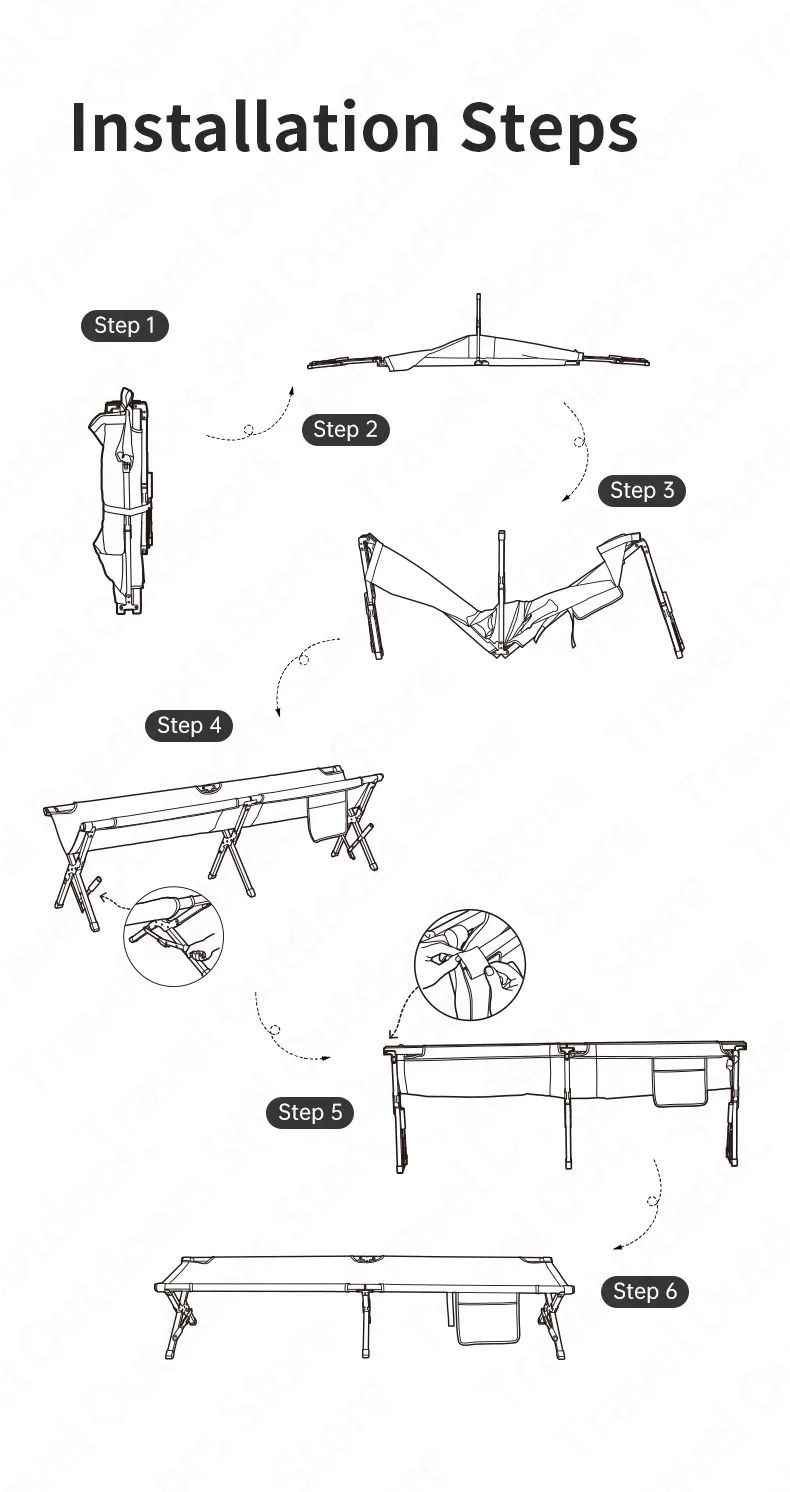 Naturehike cama dobrável ultraleve de 150kg, cama