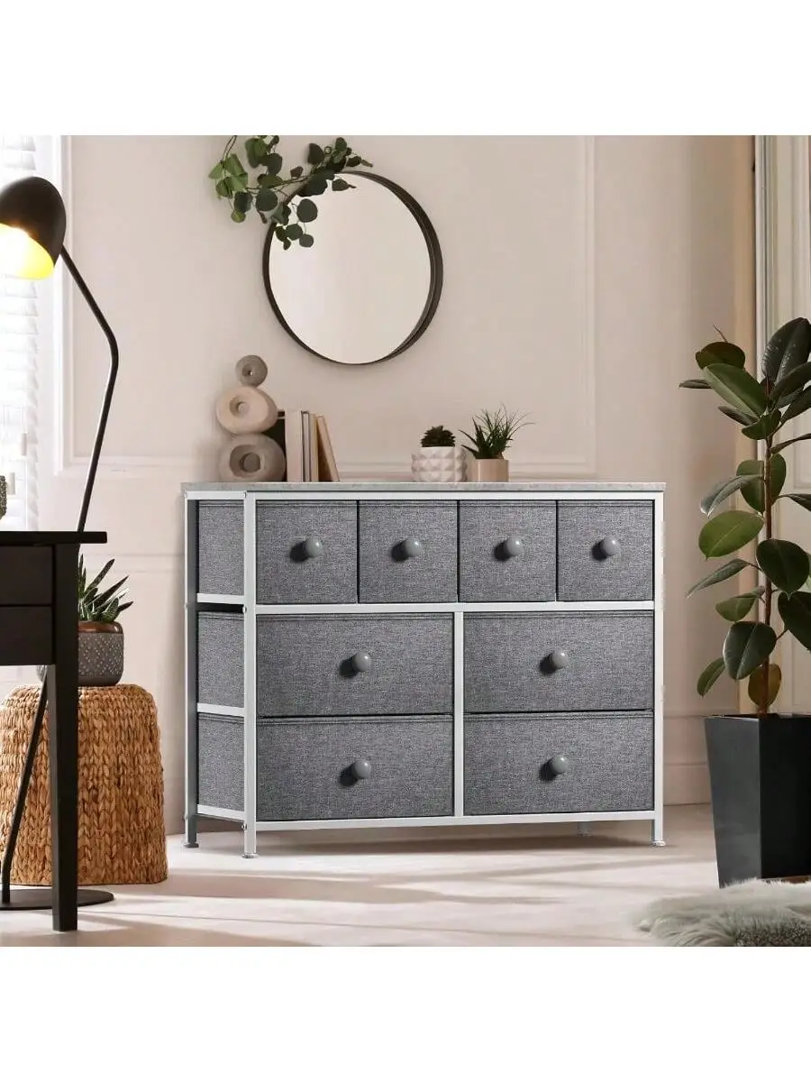 Sorbus Dresser with 8 Drawers - Chest Clothing Organizer Unit with Steel Frame Wood Top Knob Handle Easy Pull Fabric Bin 2