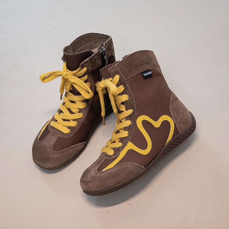 Girls Autumn Ankle Boots Soft Sole Korean Style School Shoes