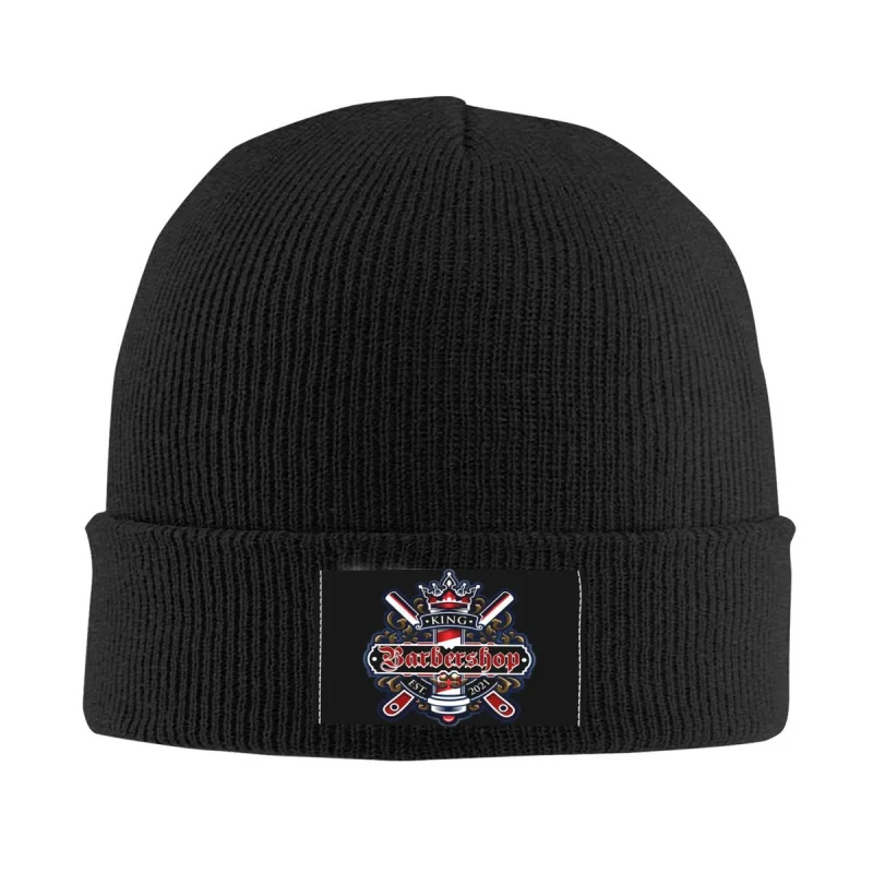 

Modern Barbershop Logo Emblem Skullies Beanies Caps For Men Women Hip Hop Winter Warm Knit Hat Adult Barber Shop Bonnet Hats