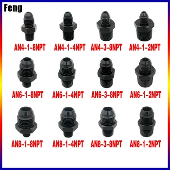 Universal AN4 AN6 AN8 Flare Male to NPT Thread Straight Fuel Oil Air Hose Fitting Pipe Adapter Car Auto Accessories Bare Blue 1