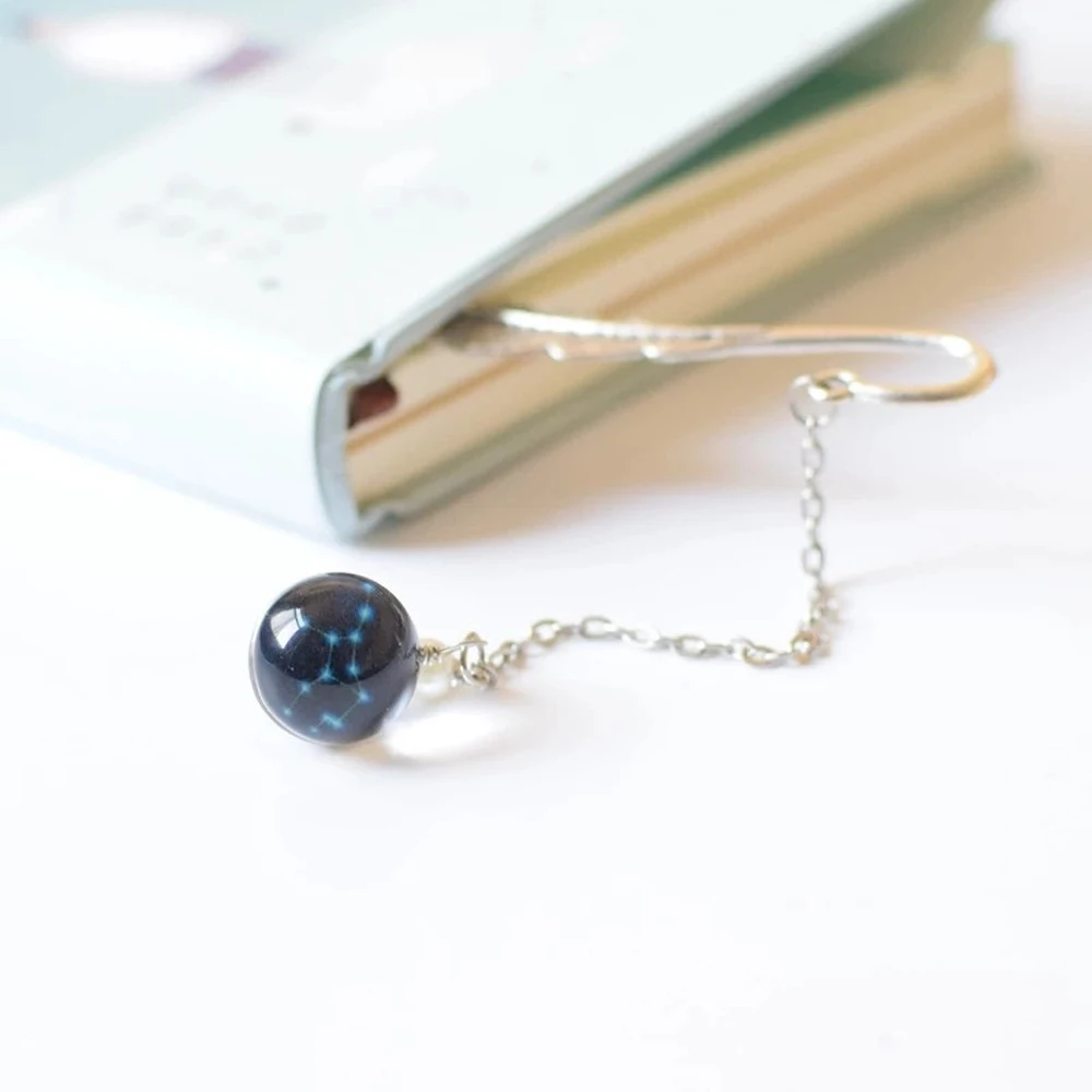 Stationery Luminous Reading Metal Book mark Feather Bookmark Bookmark Pendant 12 Constellation Noctilucent