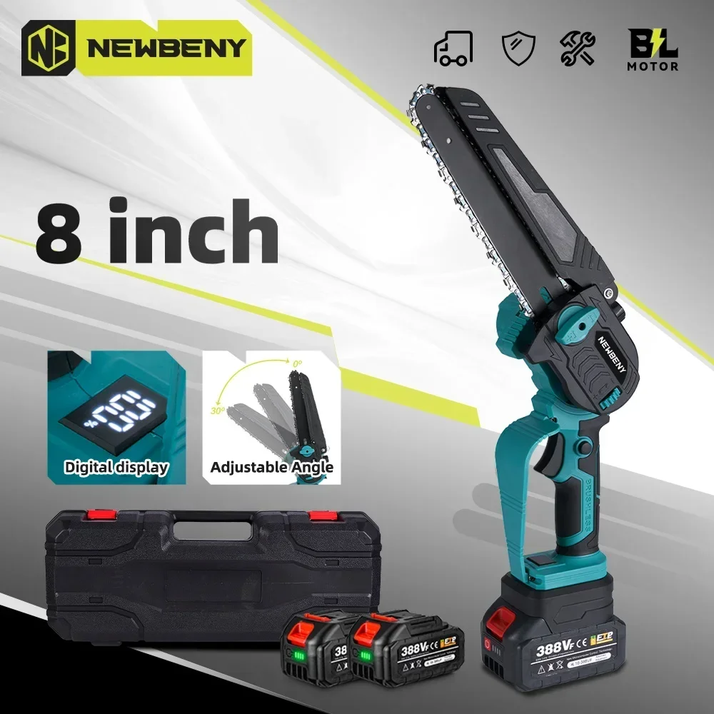 NEWBENY 8 Inch Brushless Electric Saw Digital Display Cordless Efficient Woodworking Garden Cutting Tools For 18V Battery