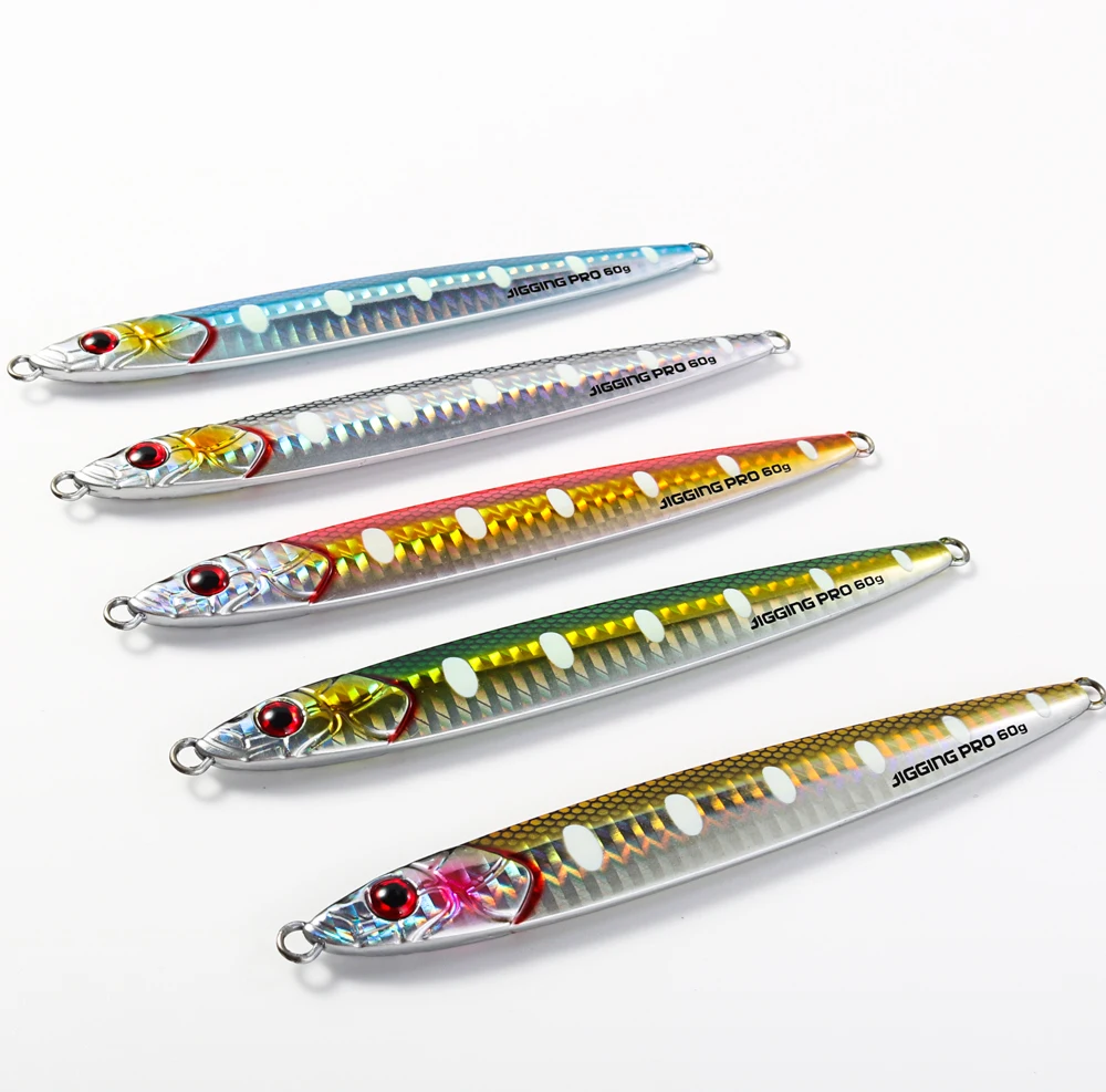 JIGGINGPRO Metall Jig 60g 80g 100g Lange Casting Angeln Köder Shore Vertikale Jigging Köder Salzwasser Künstliche köder Kingfish – Detail 9