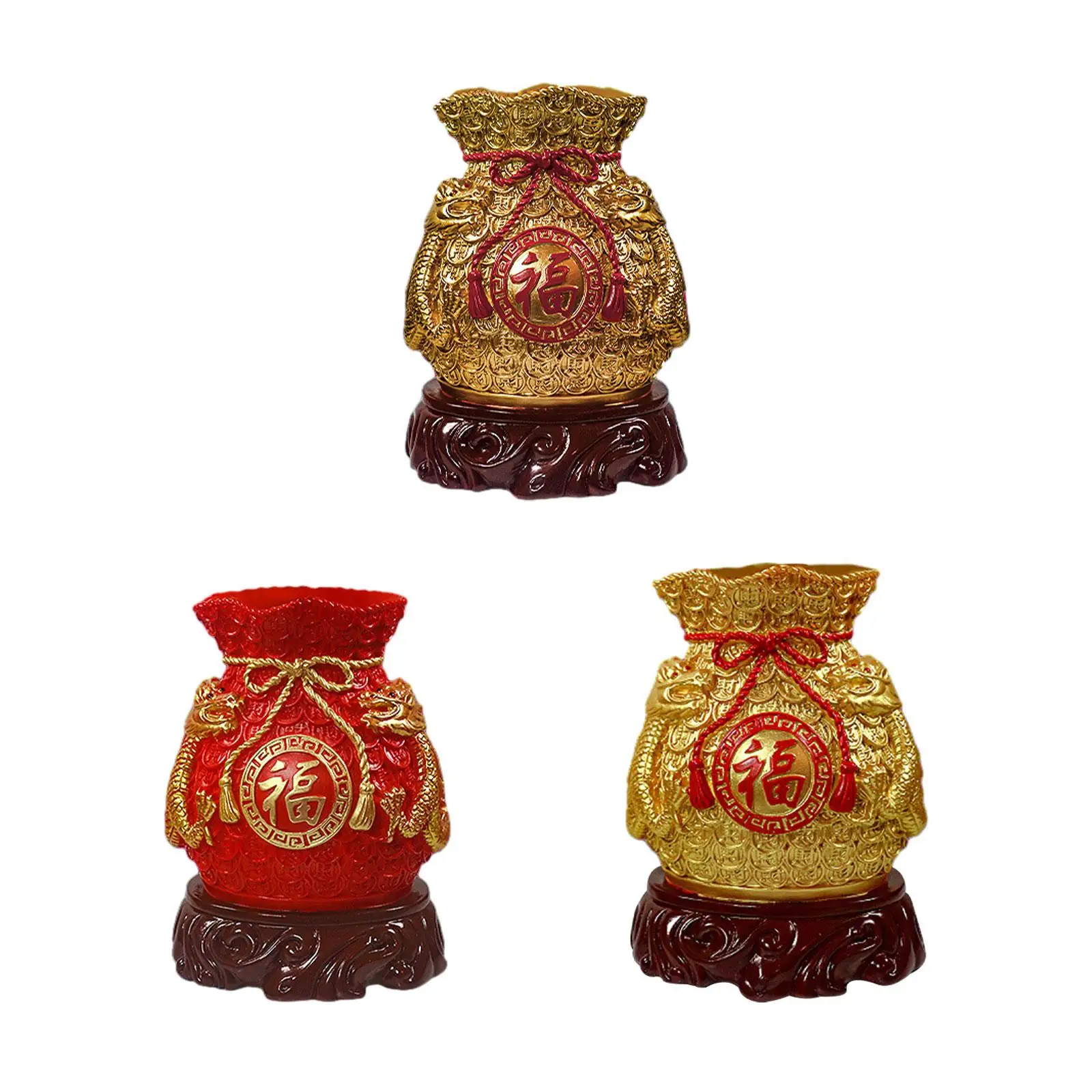 Chinese New Year Feng Shui Blessing Bag Vase Decor Decorative Traditional Table Decoration for Housewarming Gift Versatile