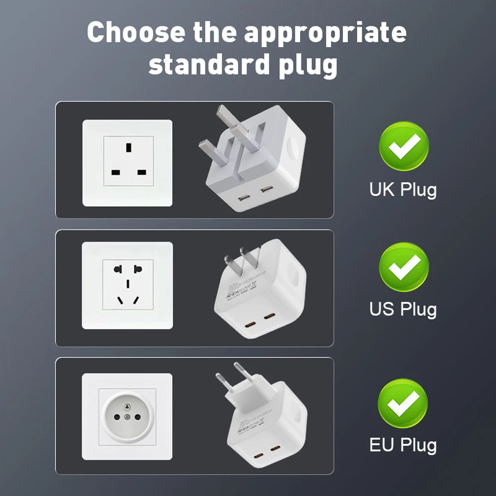 35W Dual USB C Port Fast Charger Foldable Type C Fast Wall Charger UK US Plug For iPhone 17 16 15 Pro Max 13 iPad Power Adapter