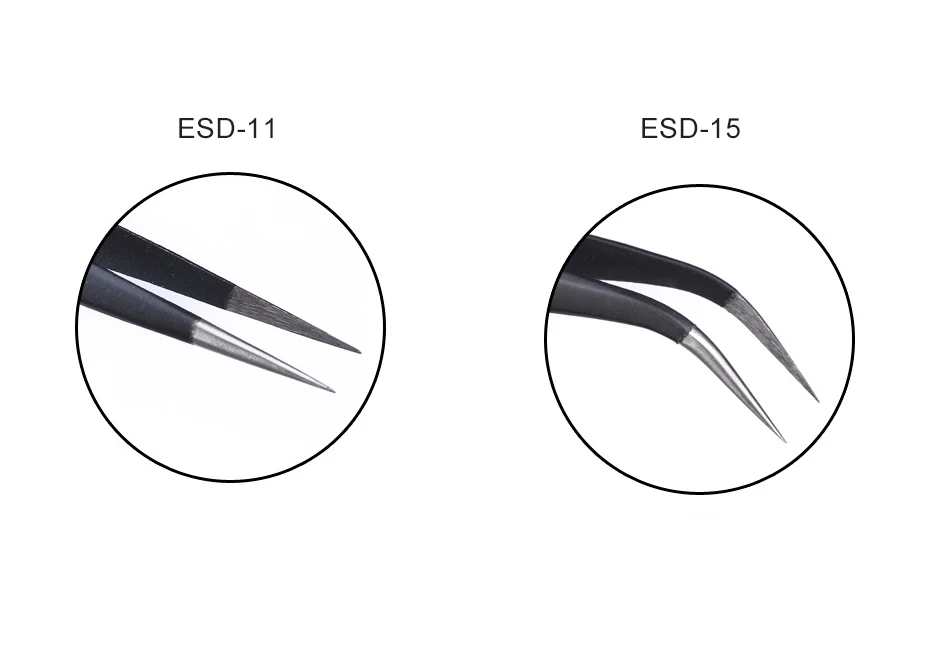 Description Picture 5 of item2 Pcs Anti Static Precision Tweezers Set Stainless Steel ESD Industrial Tweezers Compute Phone Electronics Repair Hand Tools Set