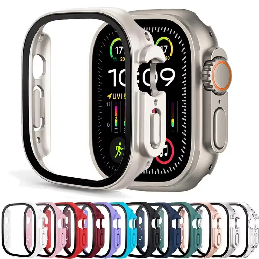 Cover For Apple Watch Ultra 2 3 Case 49mm Accessories PC Shockproof Bumper+Tempered Glass Screen Protector iwatch Series Ultra3