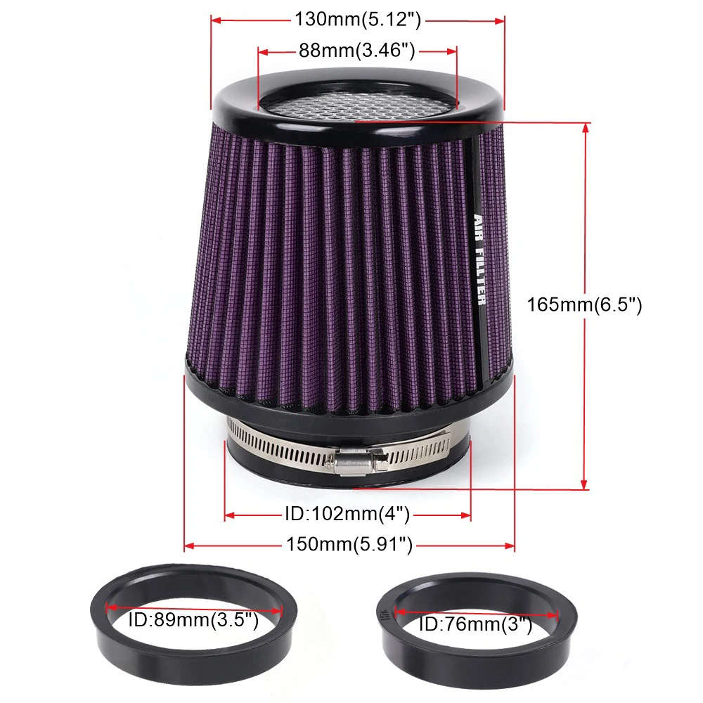 RASTP-Universal 3" 3,5" 4" 76mm 89mm 102mm Rennwagen High Flow Kaltlufteinlass Luftfilter Konische waschbare Luftfilter OFI129 – Detail 2