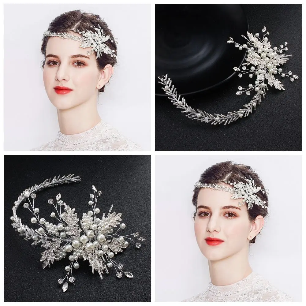 

Charm Jewelry Bride Hair Jewelry Statement Silver Color Wedding Jewelry Hair Band Turban Headwear Crystal Rhinestone