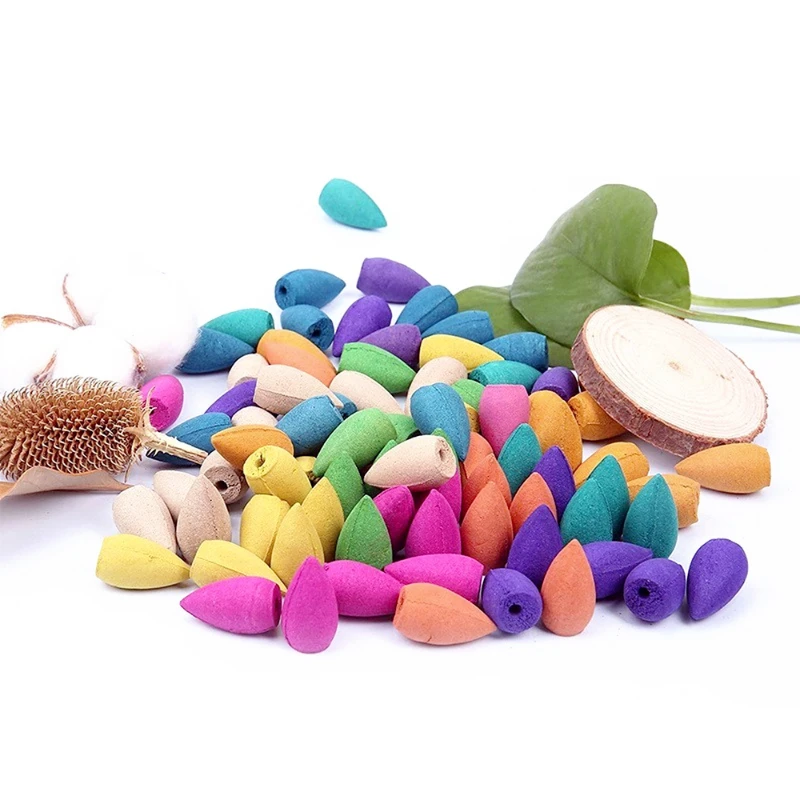 30pcs Mixed Burner Incense 28x12mm Backflow Incense Buddha Rose Mint Natural Sandalwood Tea Cone Incense for Burner Anti-odour