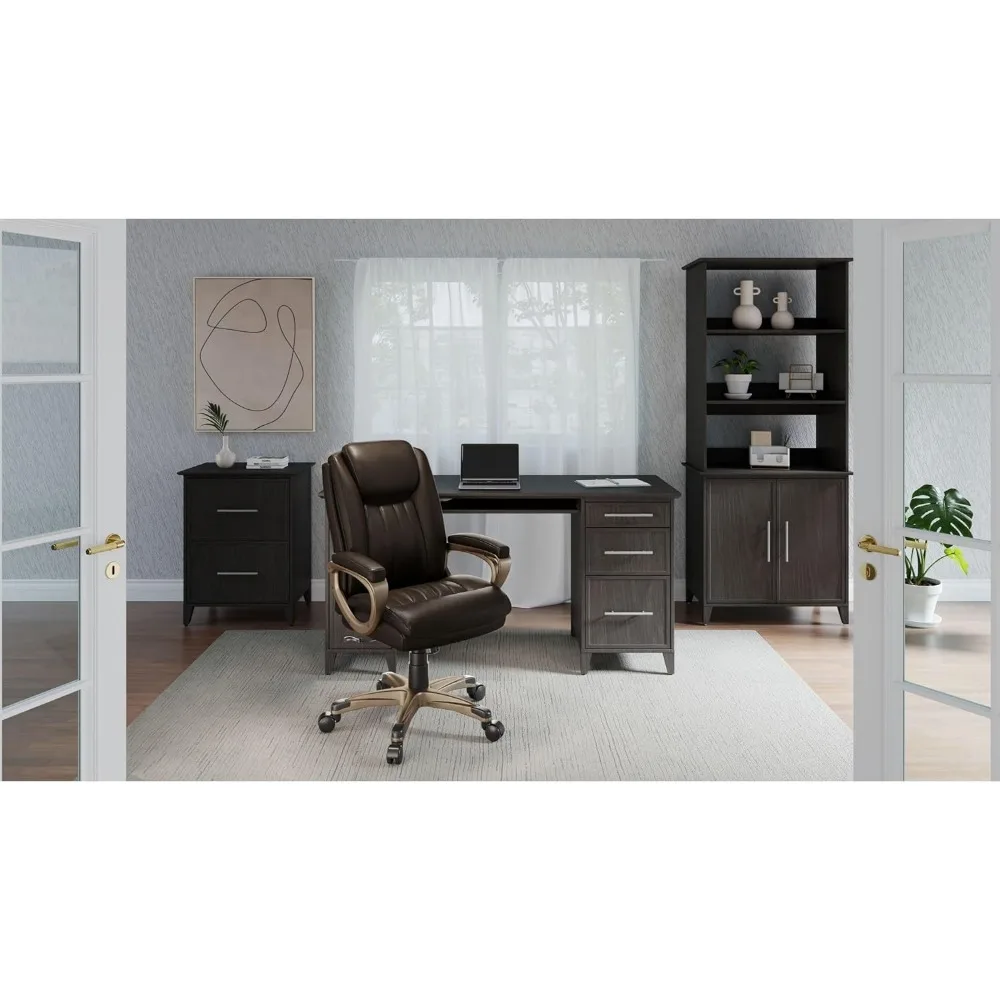 Tresswell Bonded Leather High-Back Chair, Brown/Champagne 2