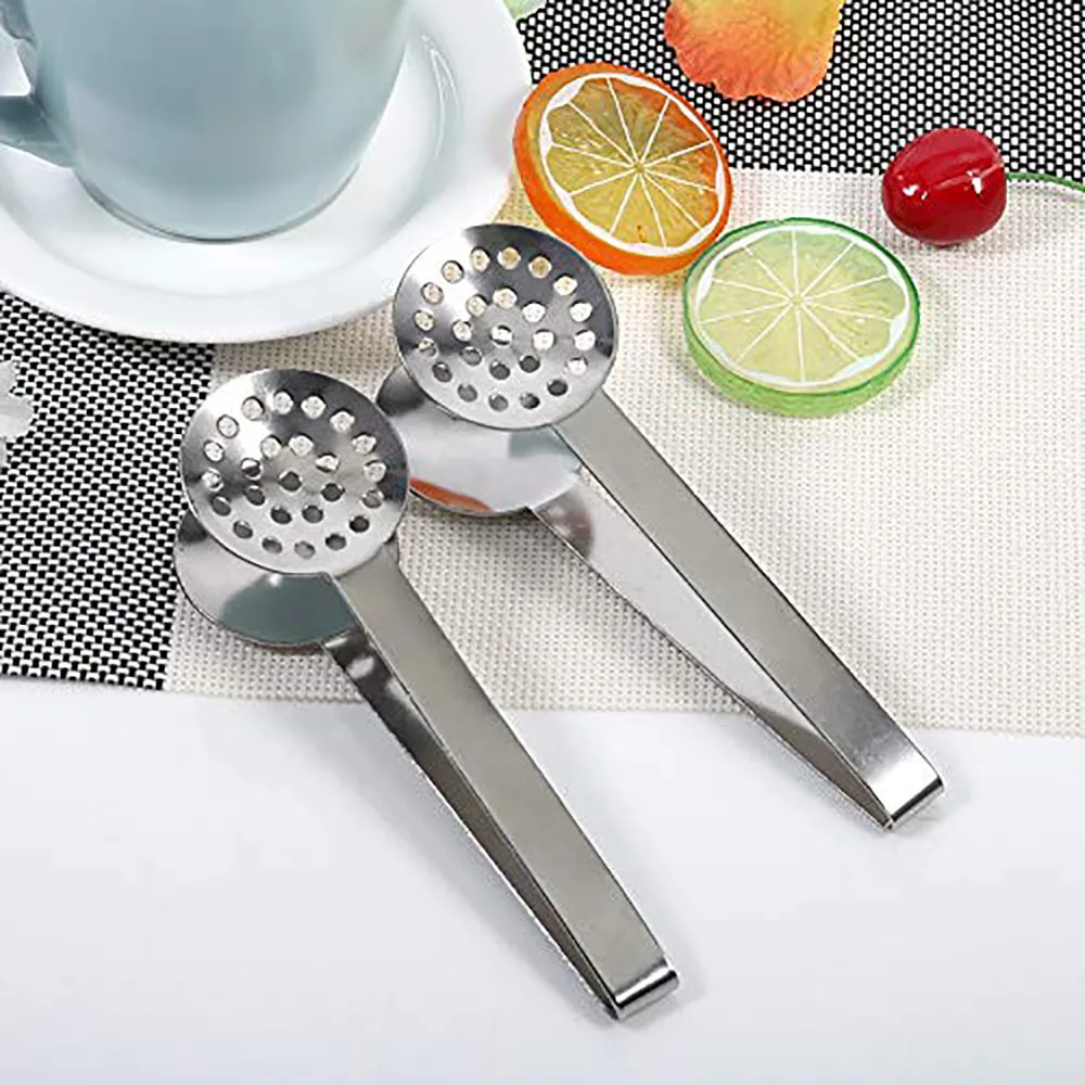 1pcs Stainless Steel Tea Bag Squeezer Tongs Strainer Grip Round Tea Bag Squeezer for Kitchen Tool Lemon Slice Clip