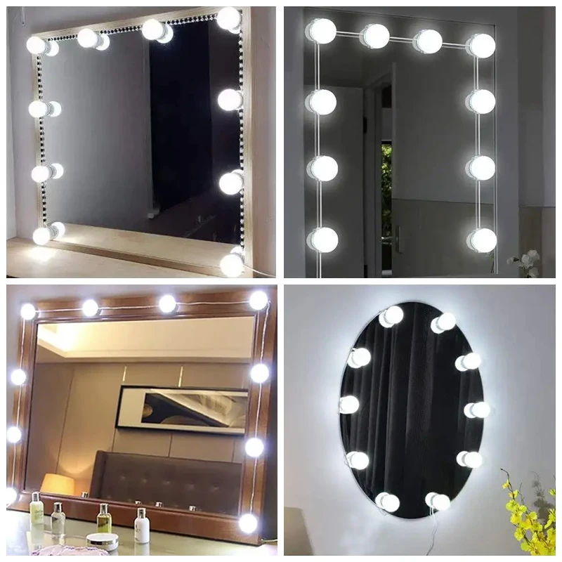 Makeup Mirror LED Light Bulbs USB 12V Bathroom Dressing Table Lighting Dimmable Vanity Light For Mirror makeup mirror,mirror lights,makeup mirror lights,vanity light,makeup lamp