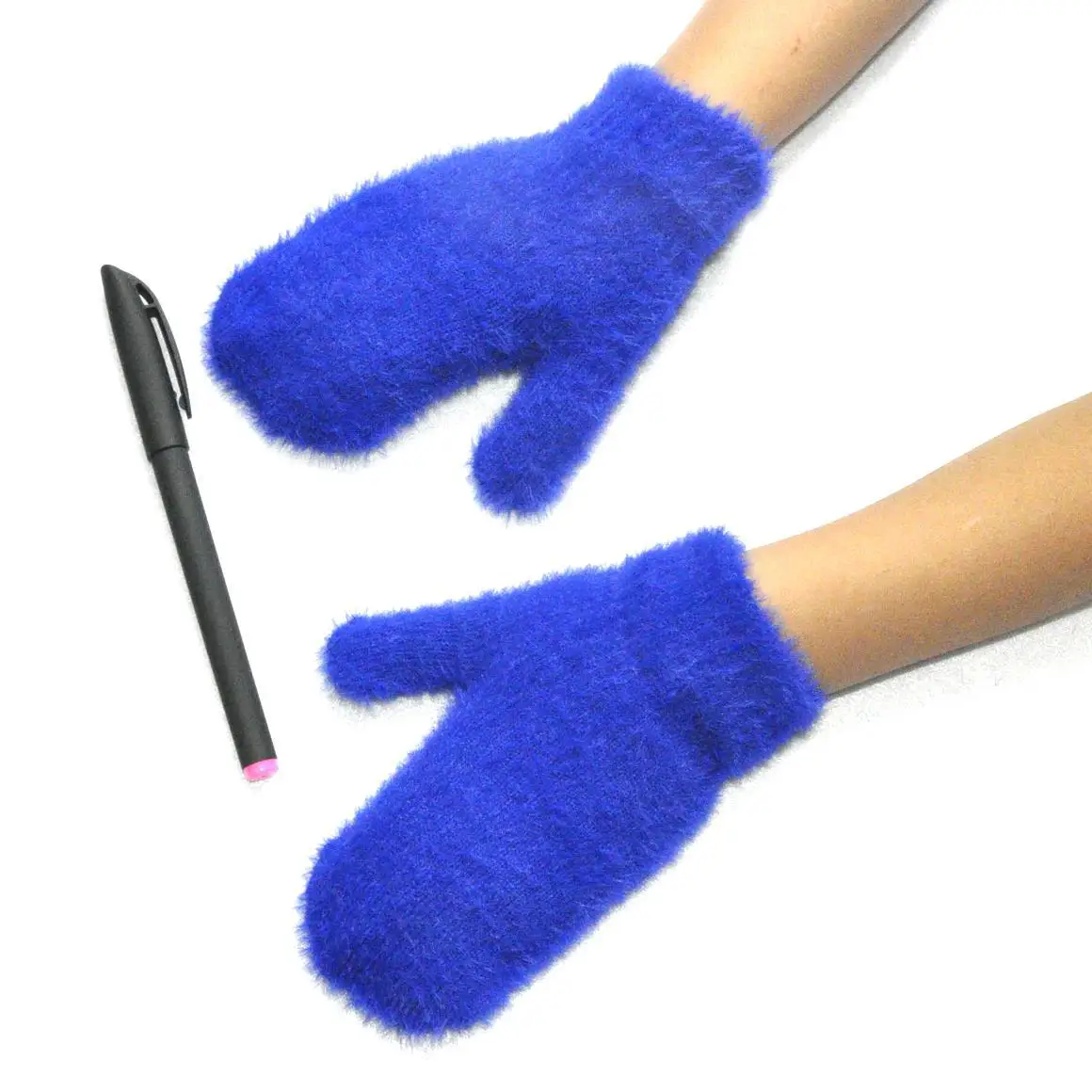 Baby Short Gloves Winter Faux Sable Children Solid Thickened Plush Furry Full Finger Mittens Autumn Hand Warmer 1-4 Years Old 4