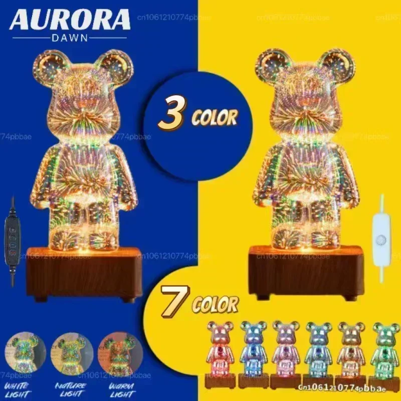 3D фейерверк Медведь ночник проекция