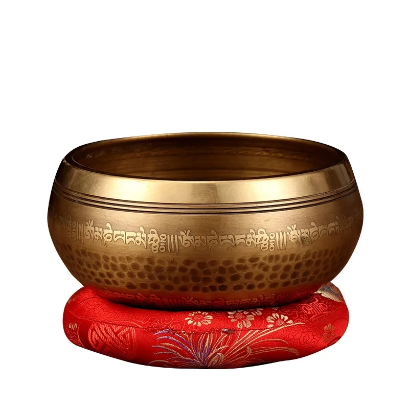 Singing Bowls Set Buddha Mantra Design Tibetan Nepal Handmade Singing Bowls Set Tibetan Bowl with Leather stick for Yoga Chanting Meditation