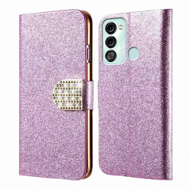 Luxury Glitter Diamond Book Case For Itel Vision 3 Turbo Phone Capa
